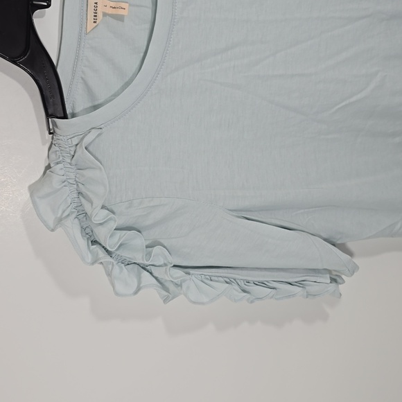 {Rebecca Taykor} NWT Ruffled Sleeve Light Blue Top - Large - Picture 4 of 12